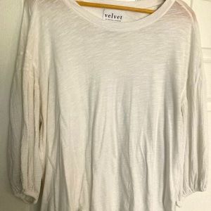 Velvet Anthropologie White slub tee / top with gauze billow sleeves size M